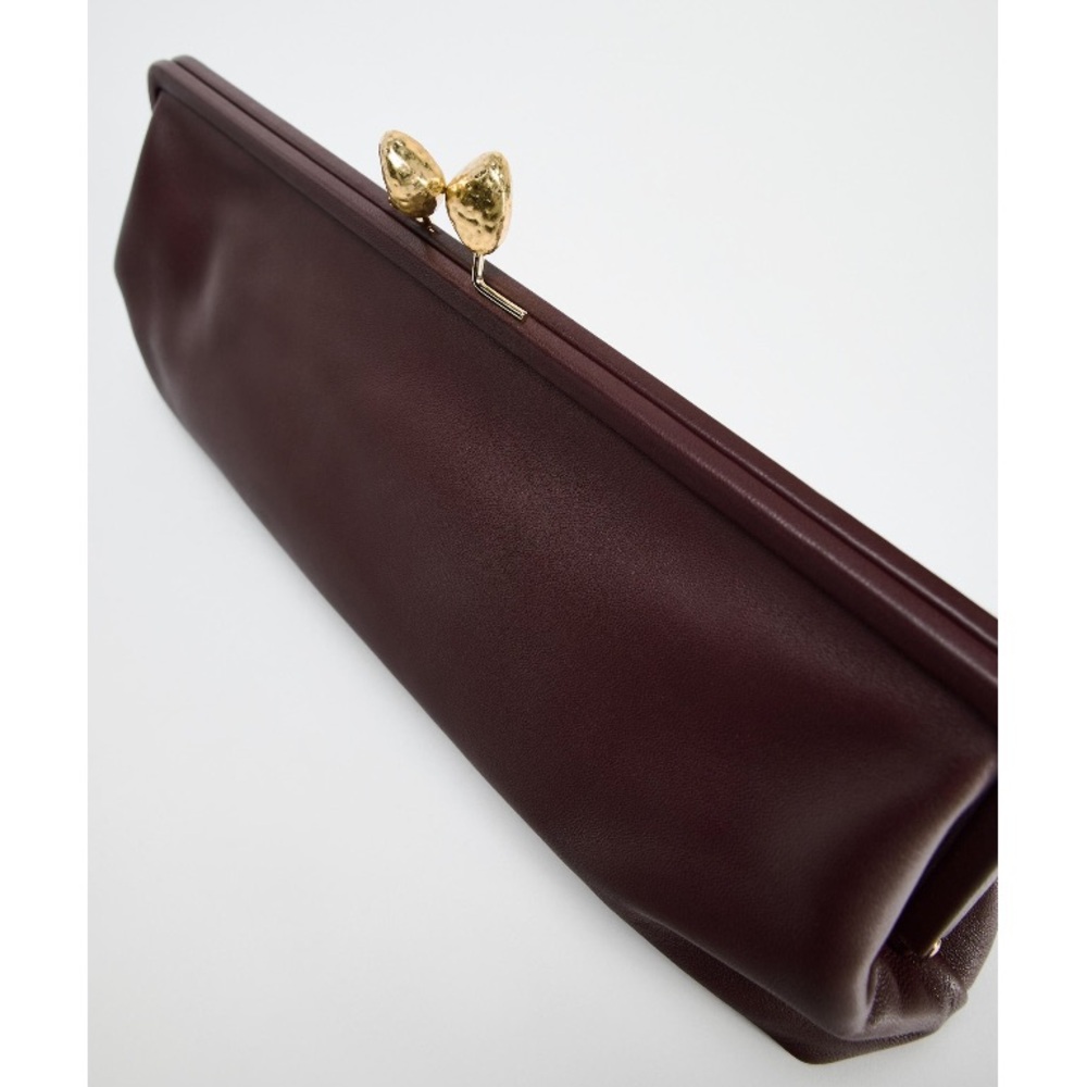 NWT Zara Metal Trim Leather Clutch - Picture 3 of 14